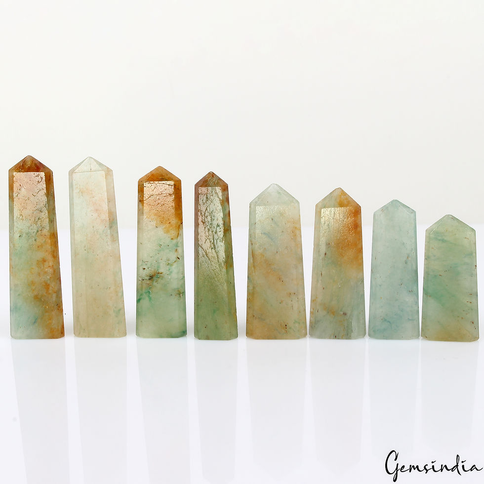 Миниатюра: 8 Pcs Aventurine Healing Crystal Wands Obelisk Chakra Tower Point ~ 300 Cts