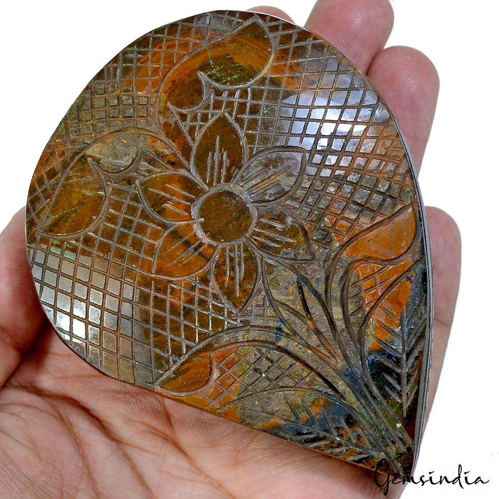 1500Ct Natural Untreated Brown Tiger Eye Pear Floral Carved Museum Size Gemstone