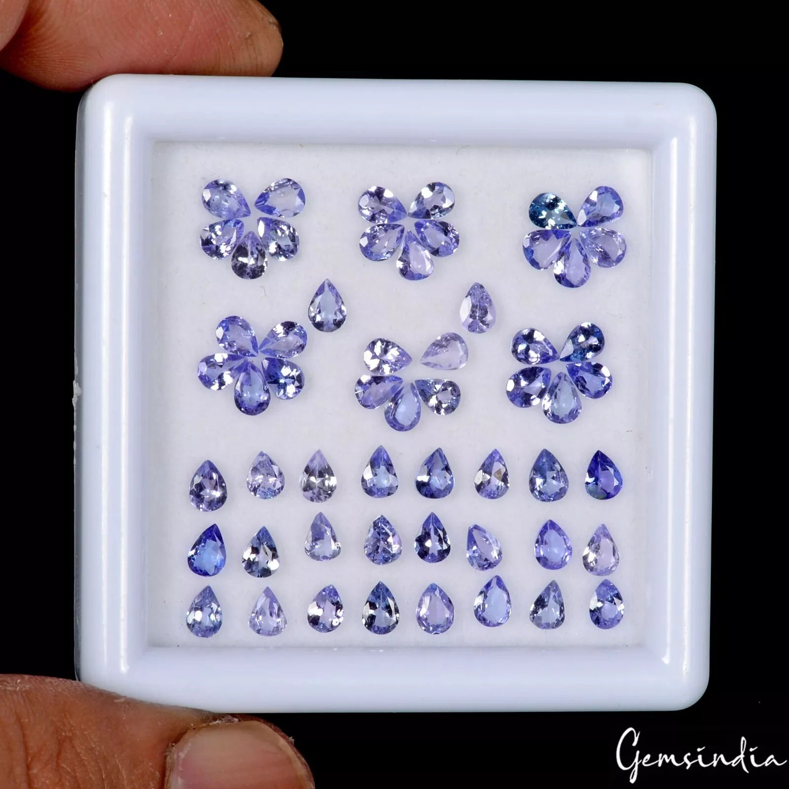 Natural Tanzanite 56 Pcs Finest Quality Sparkling Blue Gemstones~4x3mm/7.70 Ct