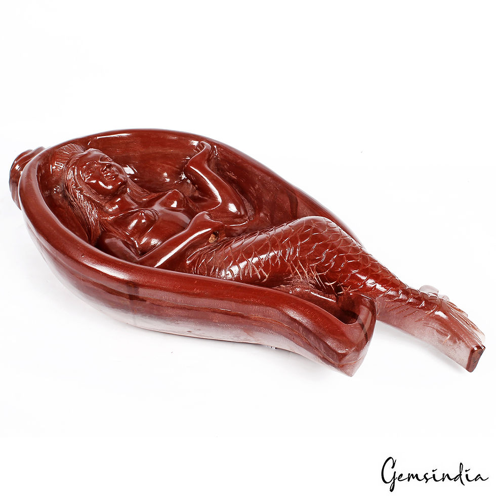 Thumbnail: 10.1 Kilo Gorgeous Red Jasper Mermaid Statue Hand Carved Rock Figurine 20 Inch