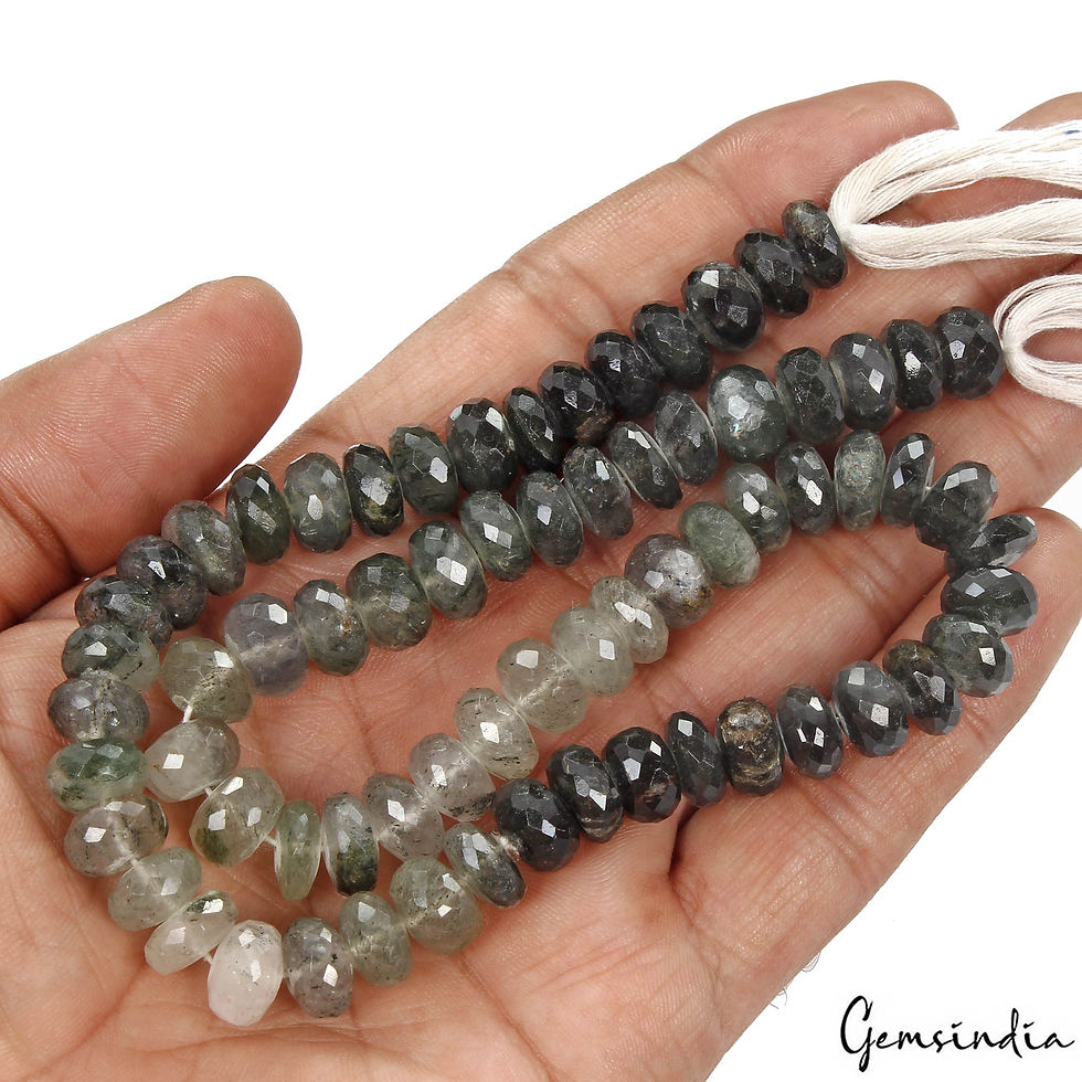 Thumbnail: 310 Ct/69Pc Natural Untreated Bi Color Rutile Quartz Round Drill Bead Strand 16"