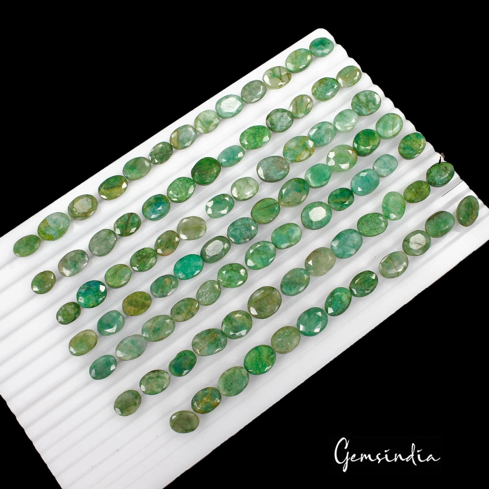 Certified 520 Cts/90 Pcs Natural Brazilian Green Emerald Oval Faceted Loose Gems