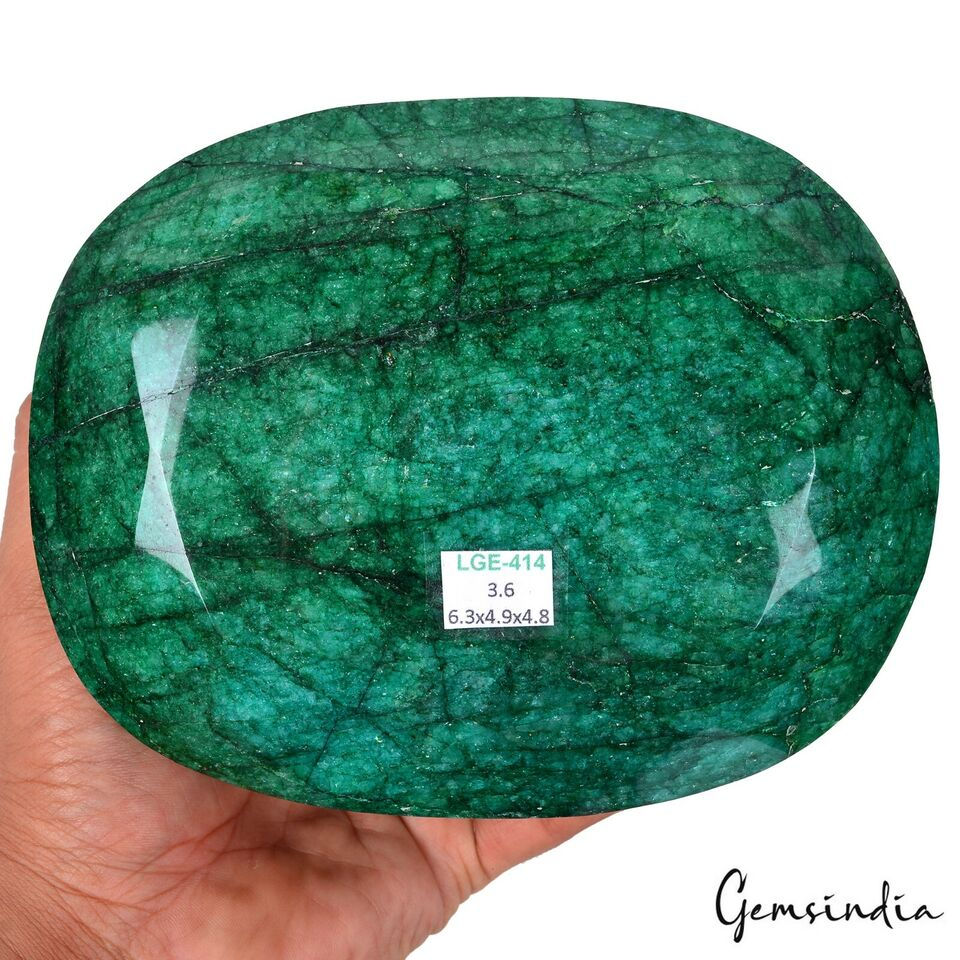 Thumbnail: Large 3.6 Kilo Natural Green Emerald Oval Cut Collectors' Grade Brazil Gemstone
