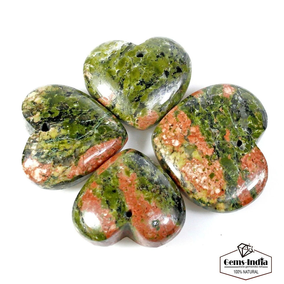 Thumbnail: 340 Ct Natural Untreated Unakite Jasper Heart Cab Bead Gems Lot 4Pc For Jewelry