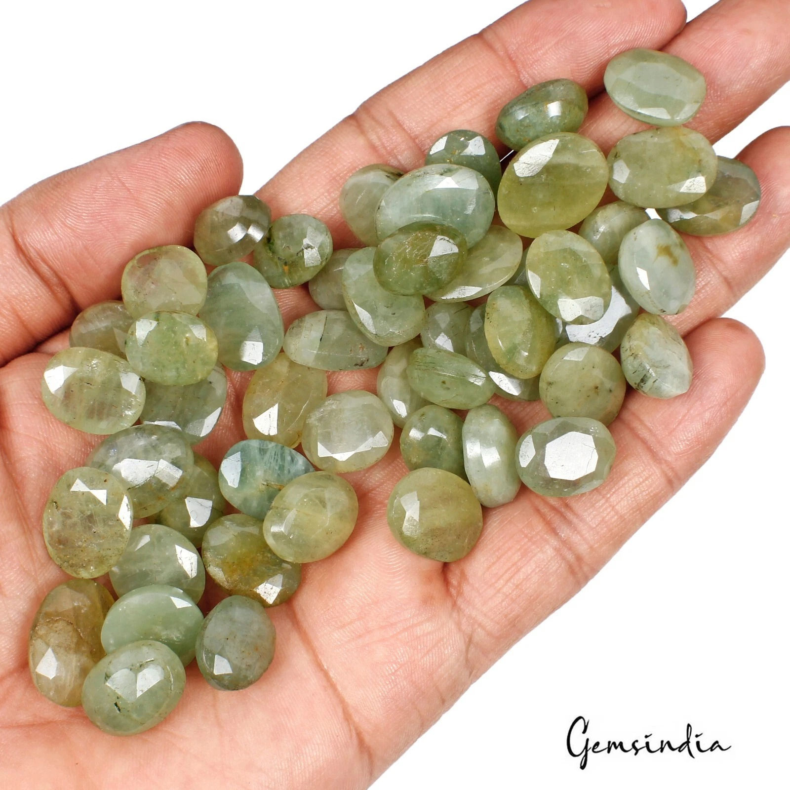 430Ct Natural Green Aquamarine Beryl Oval Cut Untreated Loose Ring Size Gemstone