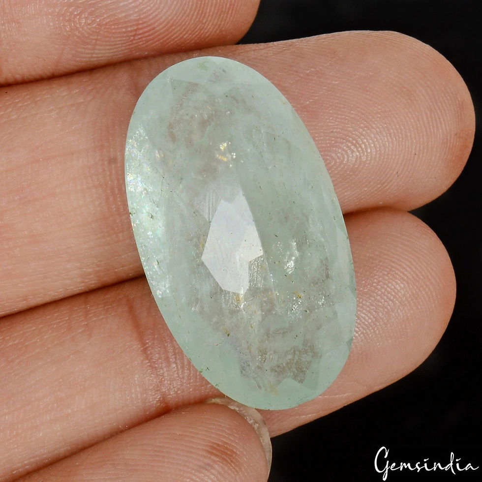 Miniaturbild: Aquamarine Natural Loose Cut Gemstone Oval Green Untreated Certified 31.70 Cts