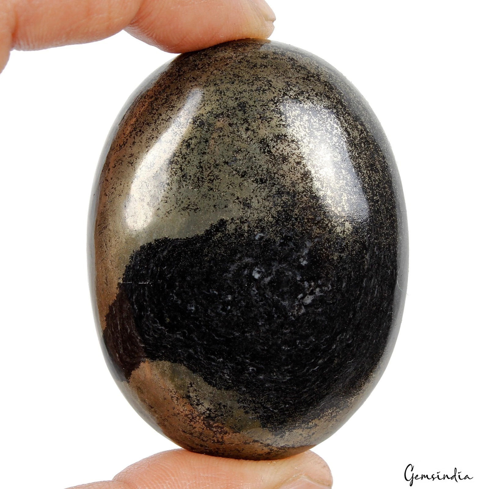 620 Ct Natural Untreated Gold Pyarite Oval Cab Crystal Healing Palm Stone Gems