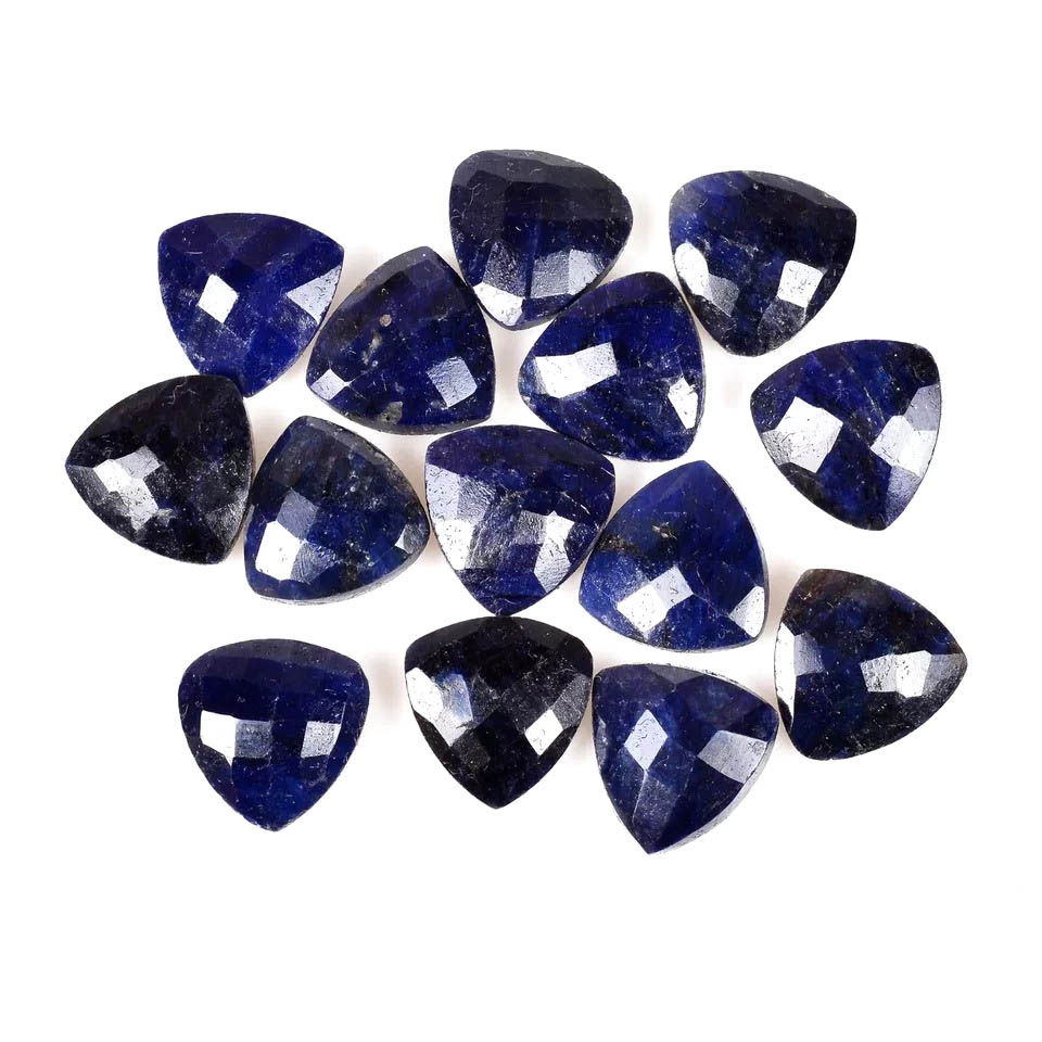 Miniatura: Certified 88.80 Cts/14 Pcs Natural Blue Sapphire Trillion Checker Cut Gems Lot