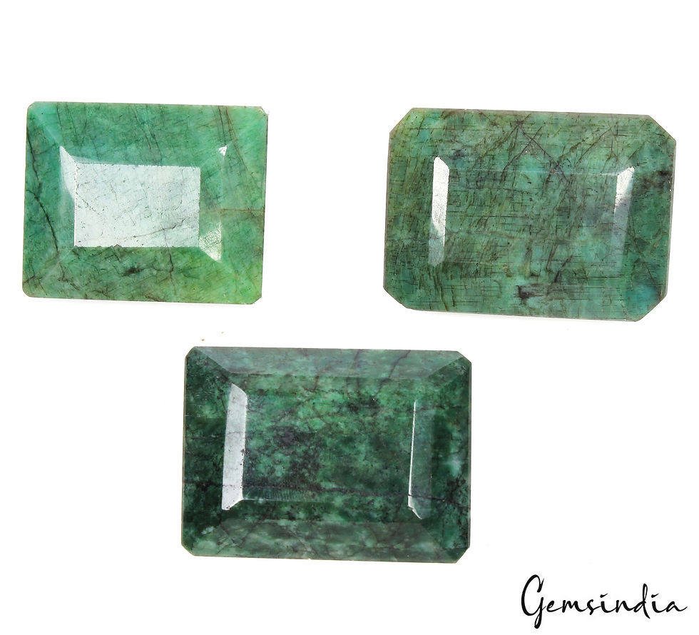 Miniatura: 3 Pcs Natural Green Emerald From Brazil Octagon Cut 43mm-50mm Gemstones~1100 Cts