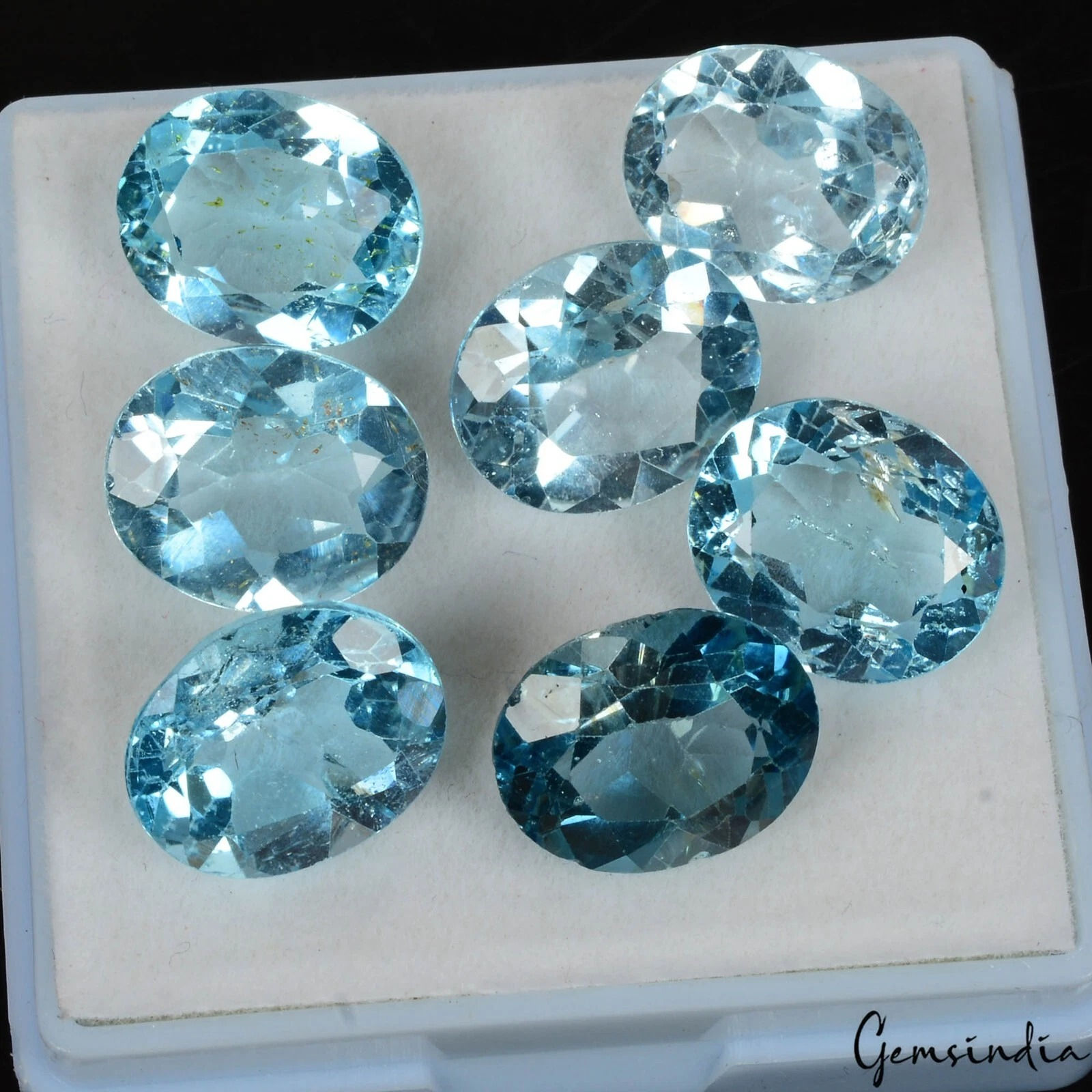 36.00 Ct Natural Blue Topaz Untreated Oval Cut Faceted Loose Wholesale Gems Lot