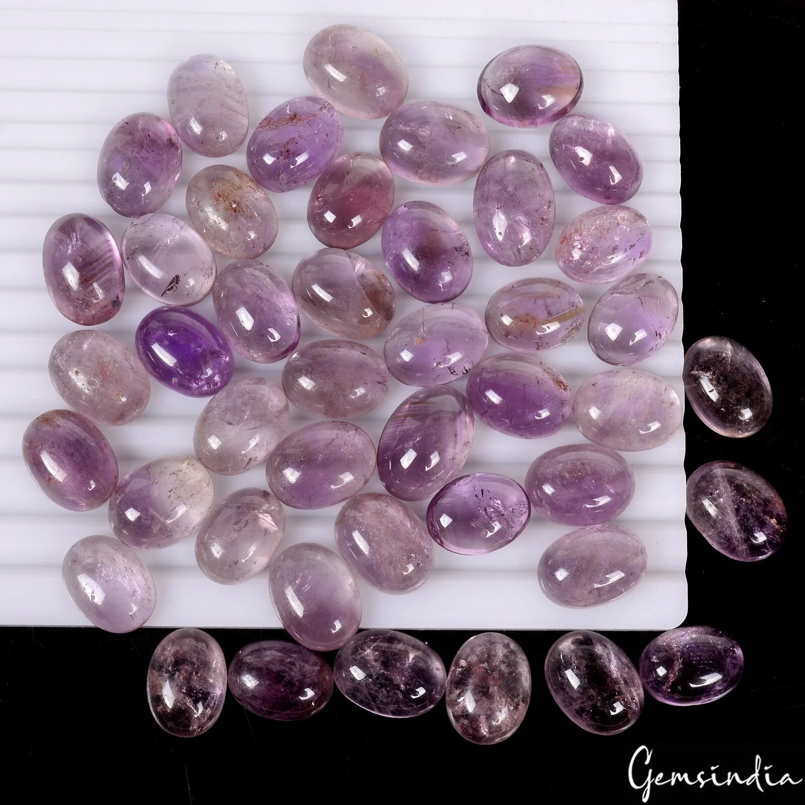 770 Ct/44 Pcs Natural Untreated Purple Amethyst Oval Cab Wholesale Gemstones Lot