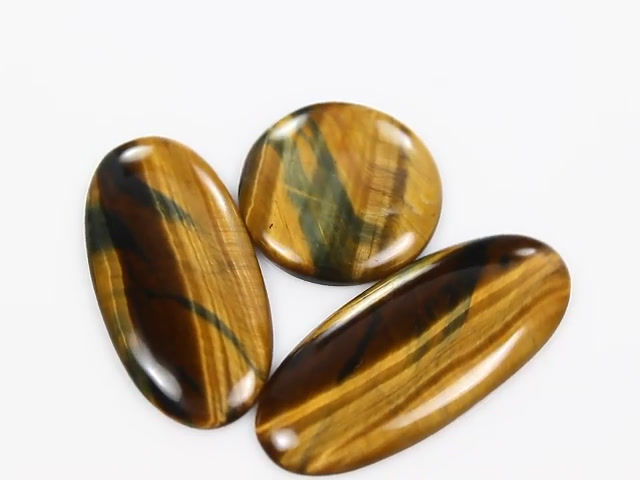 Thumbnail: 213.50 Cts/3 Pcs Natural Untreated Bi Color Tiger Eye Mixed Cab Gems For Jewelry