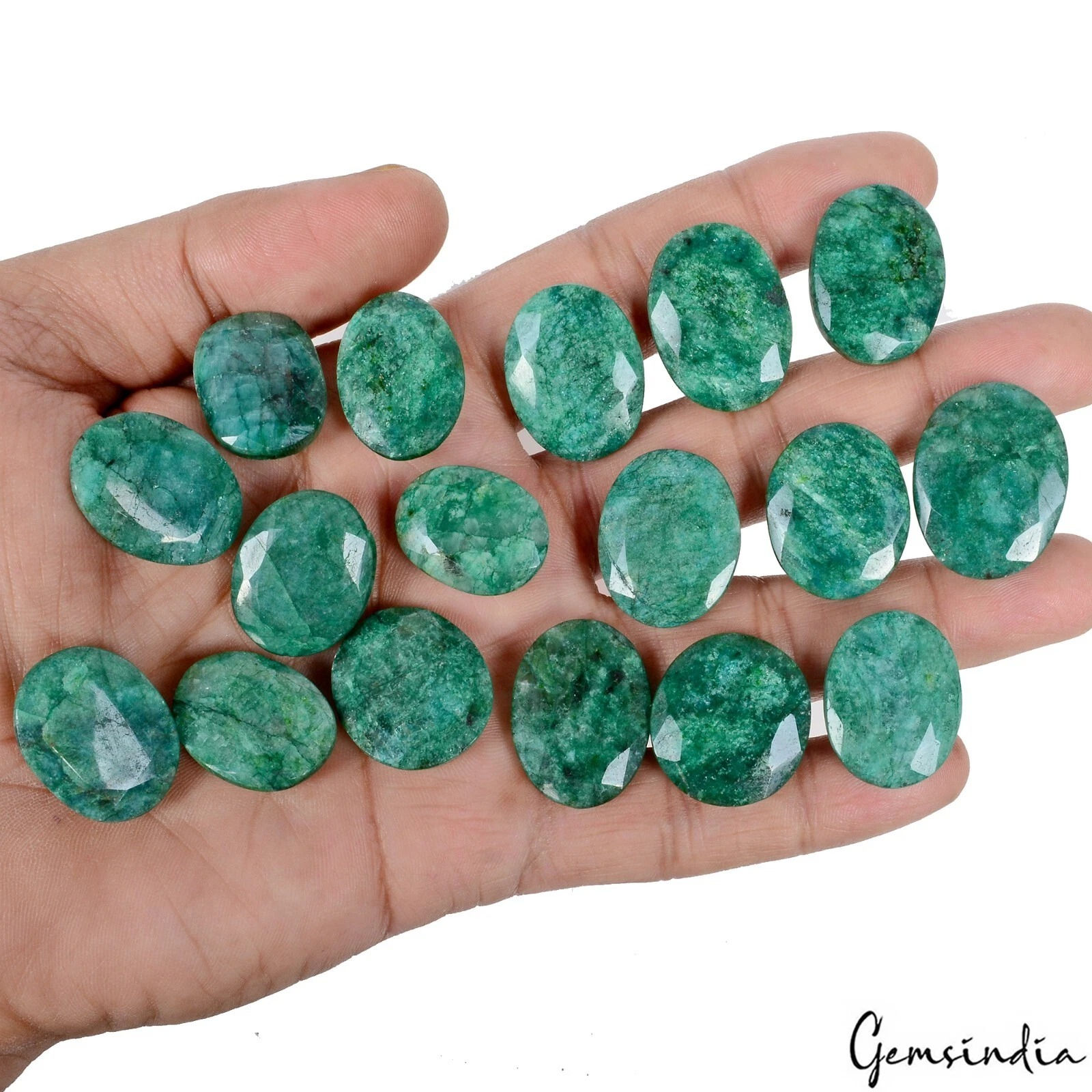 450 Ct/17 Pcs Natural Brazilian Green Emerald Oval Cut Loose Wholesale Gemstones