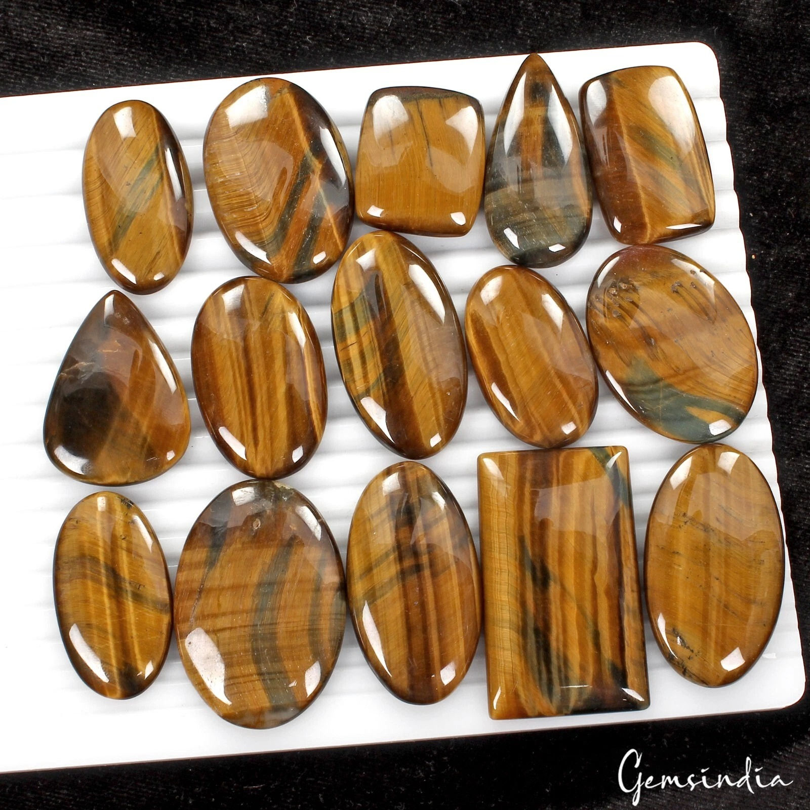 700 Ct Natural Untreated Yellow Brown Tiger Eye Oval Cab Loose Gems For Jewelry