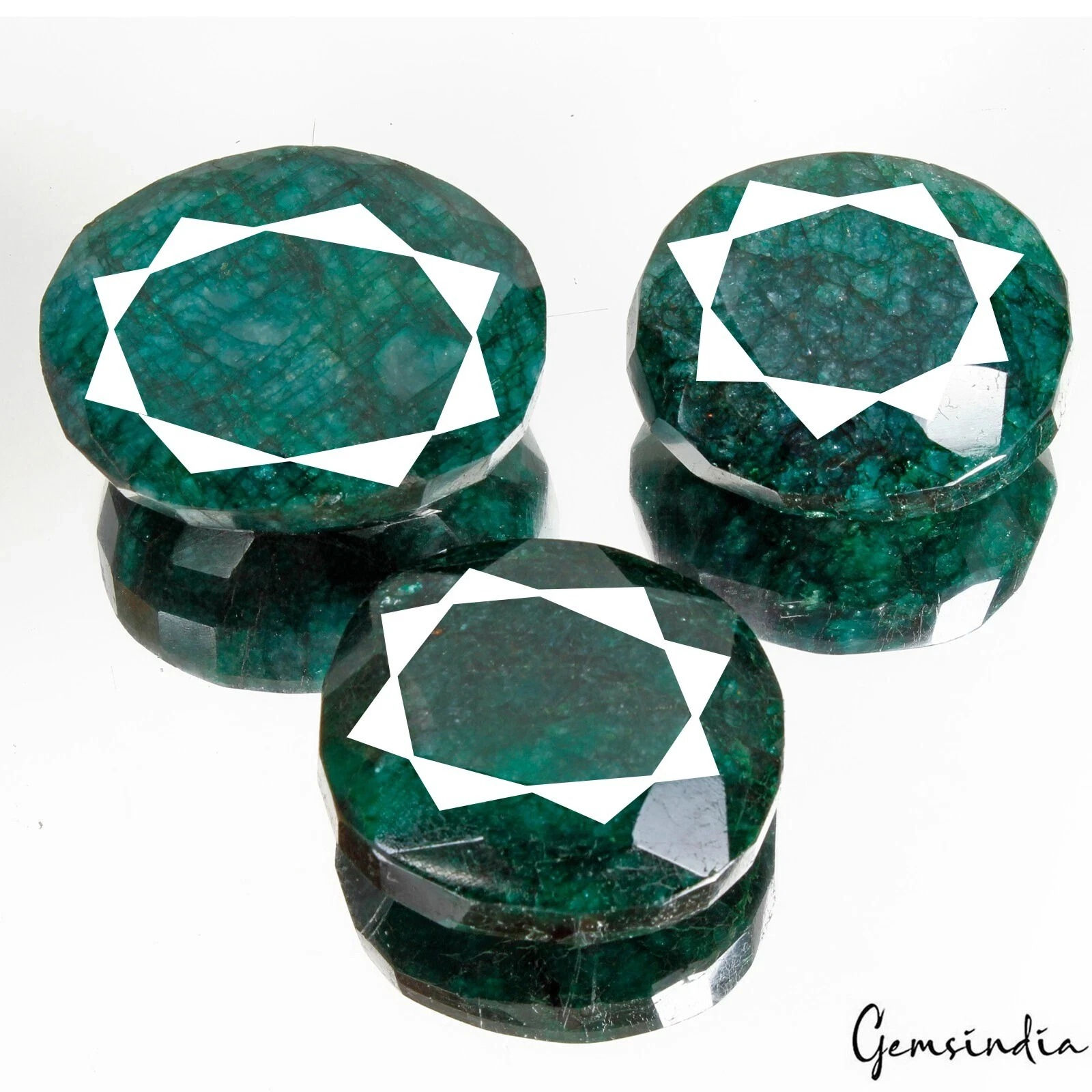 Certified 2080 Ct/3 Pcs Natural Brazilian Dark Green Emerald Oval Wholesale Gems