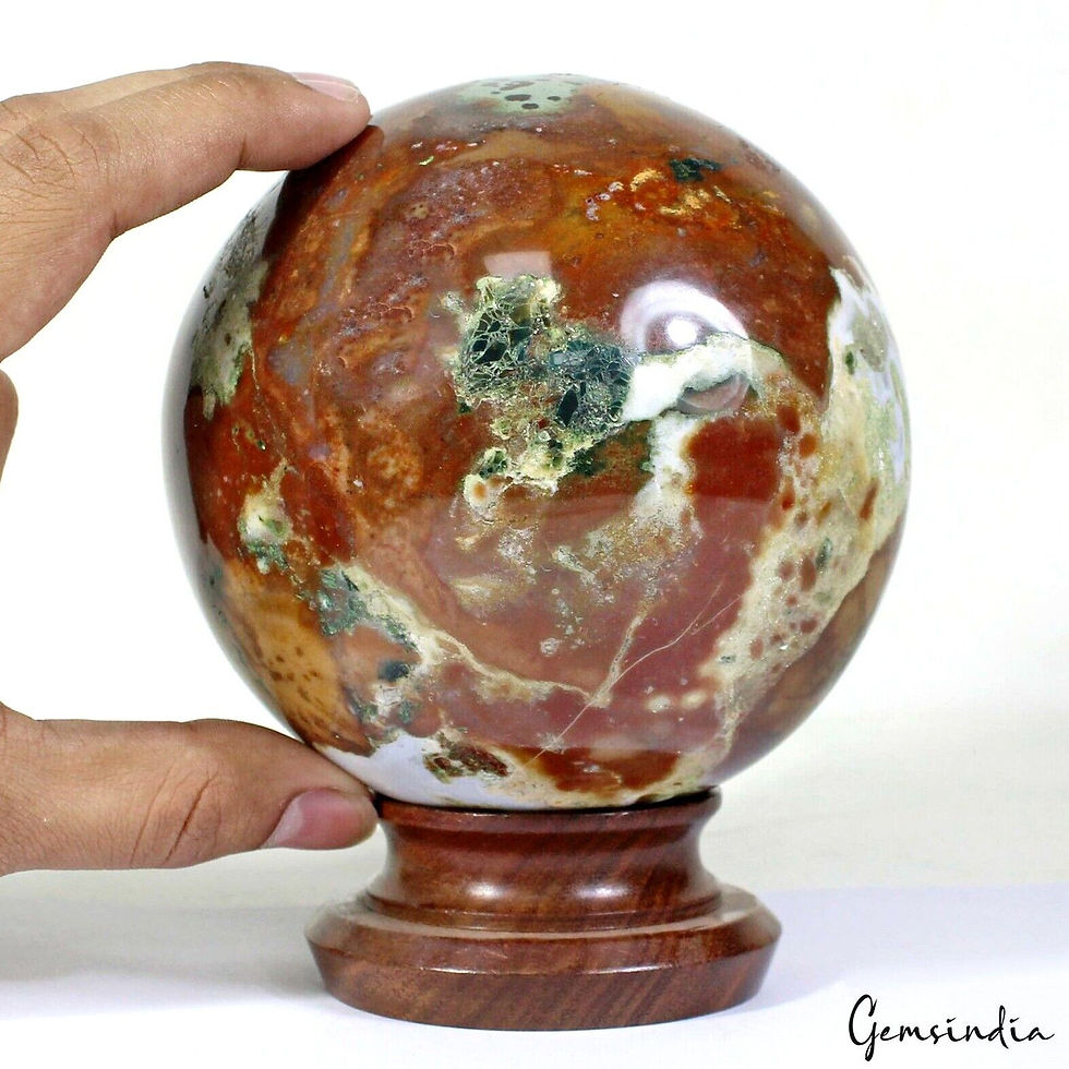 サムネイル： 2.3 Kg Natural Untreated Bi-Color Bloodstone Jasper Huge Gem Sphere/Ball 4.9"