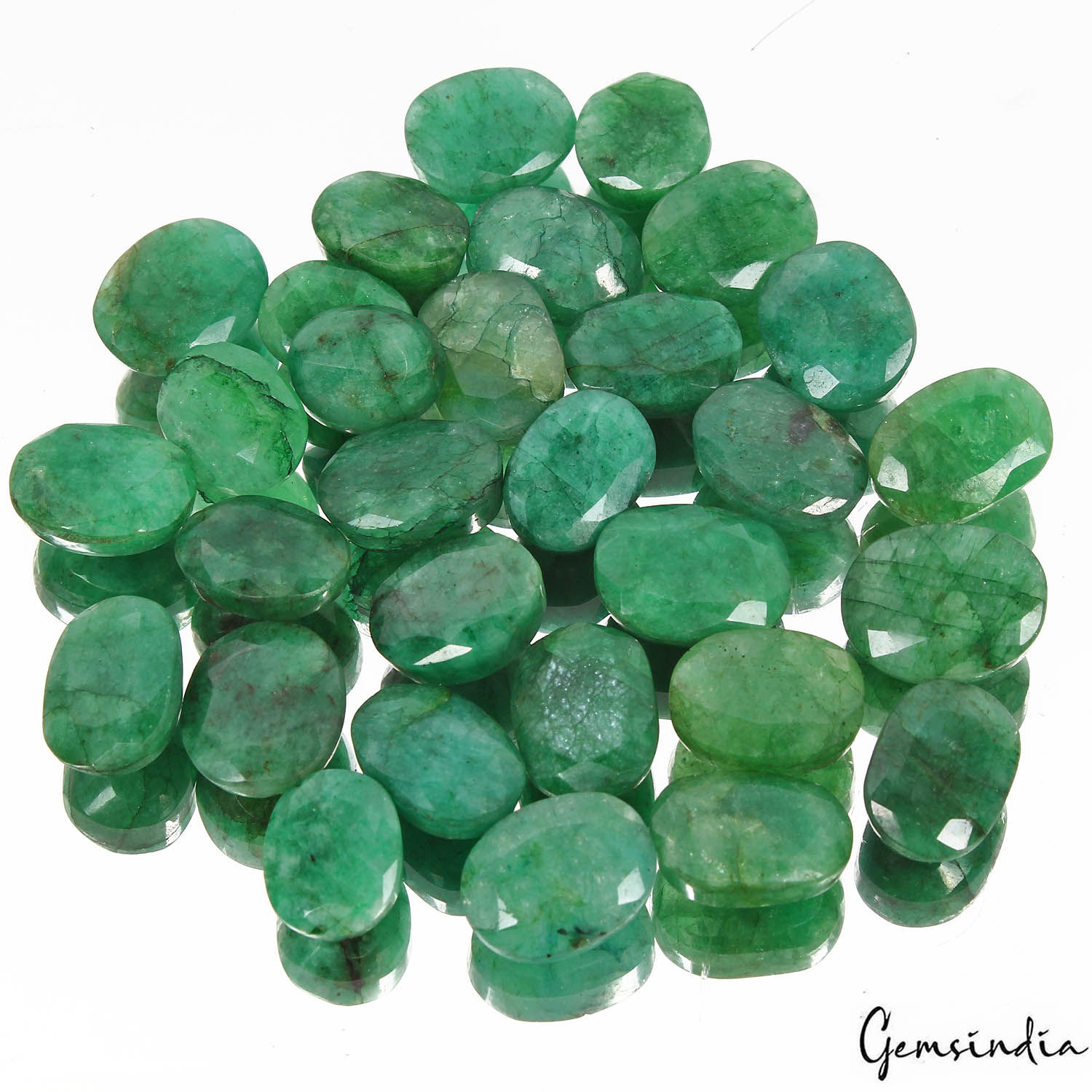 Certified 500 Ct/30 Pcs Natural Brazilian Green Emerald Oval Cut Loose Gems Lot