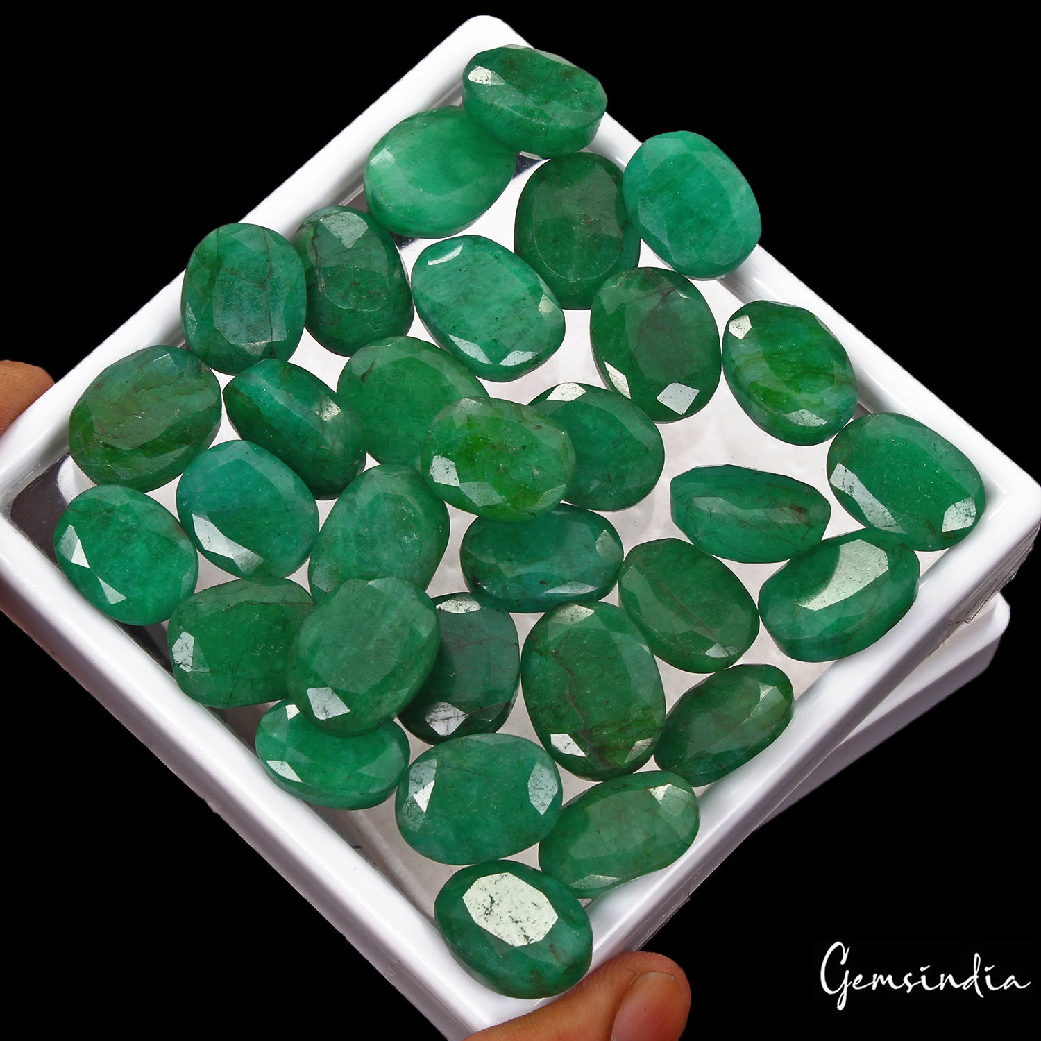 Certified 500 Ct/31 Pcs Natural Brazilian Green Emerald Oval Gem Lot For Jewelry