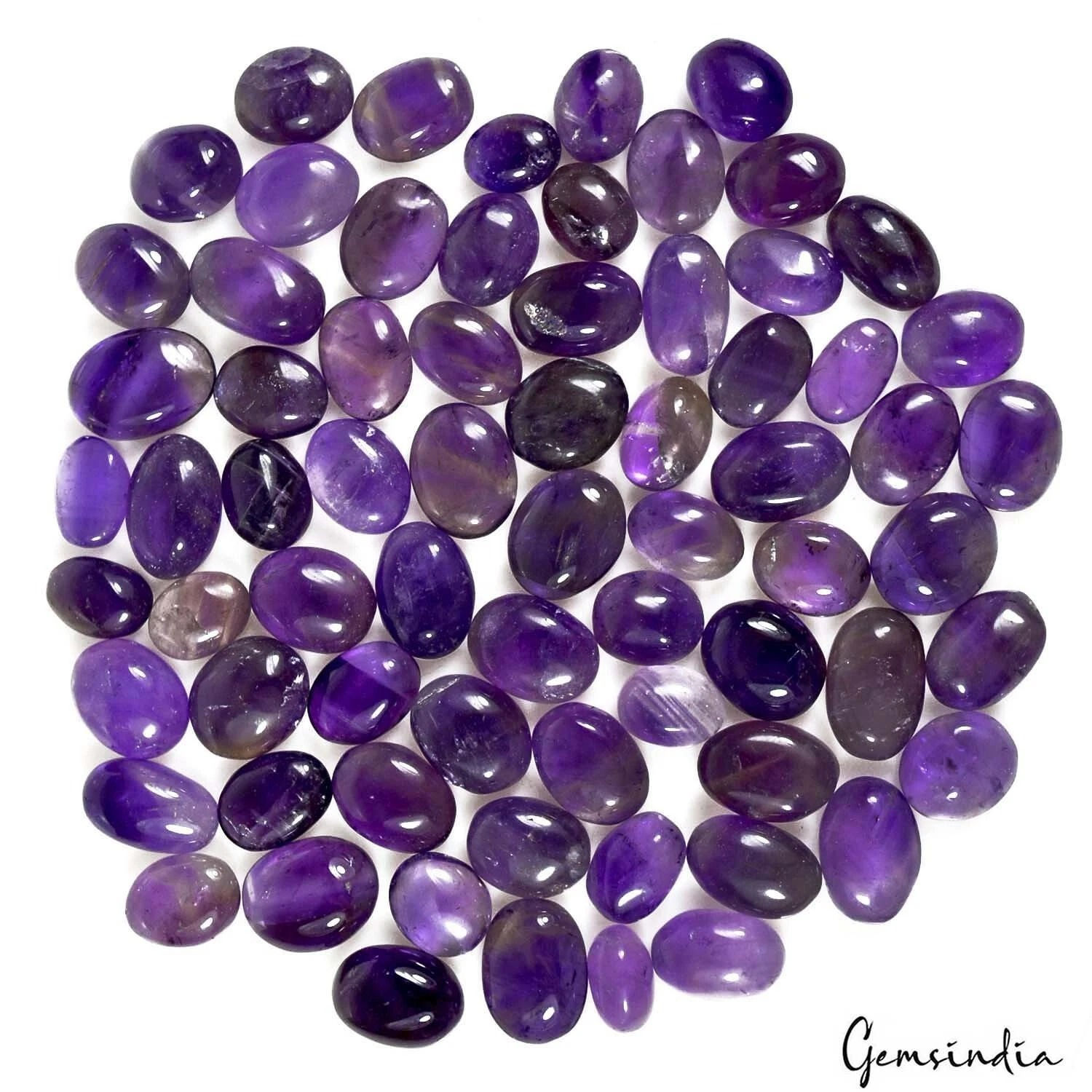 280 Cts/70 Pcs Natural Untreated Purple Amethyst Oval Cab Loose Gems For Jewelry