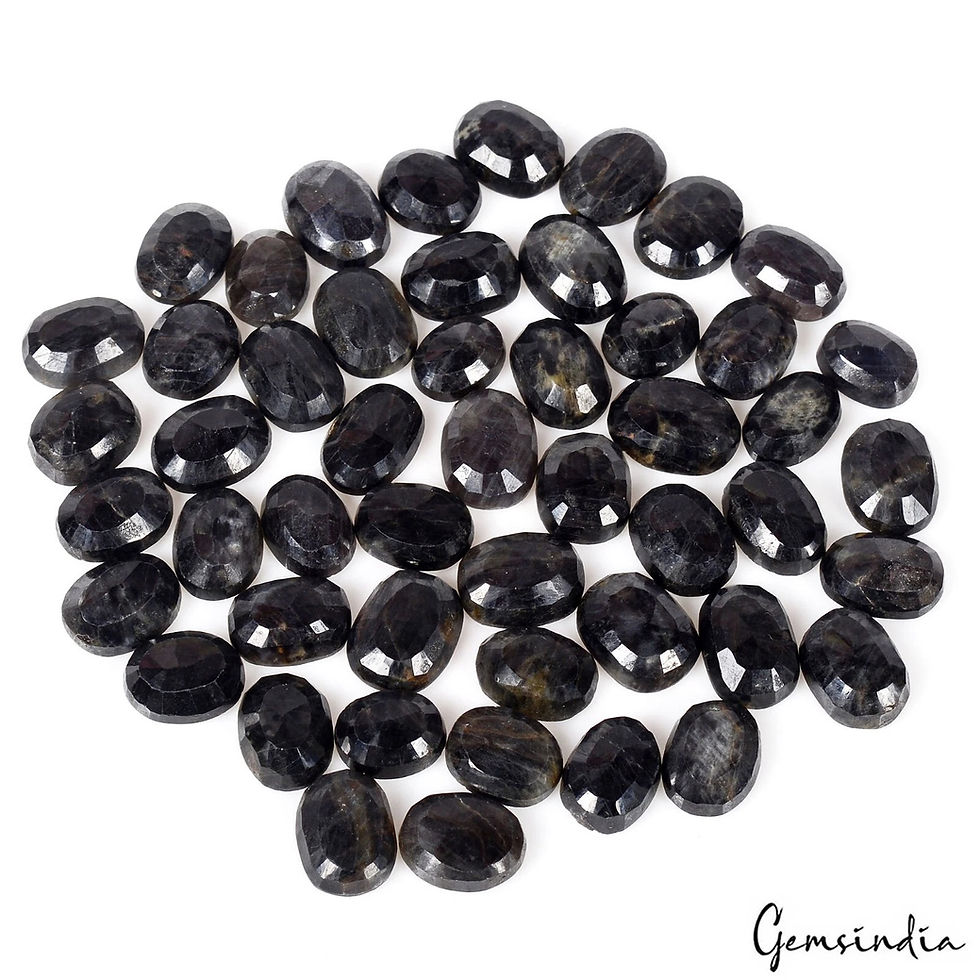 Miniatura: Natural Black Untreated Sapphire Oval Cut Faceted Loose Wholesale 450 Ct Gem Lot