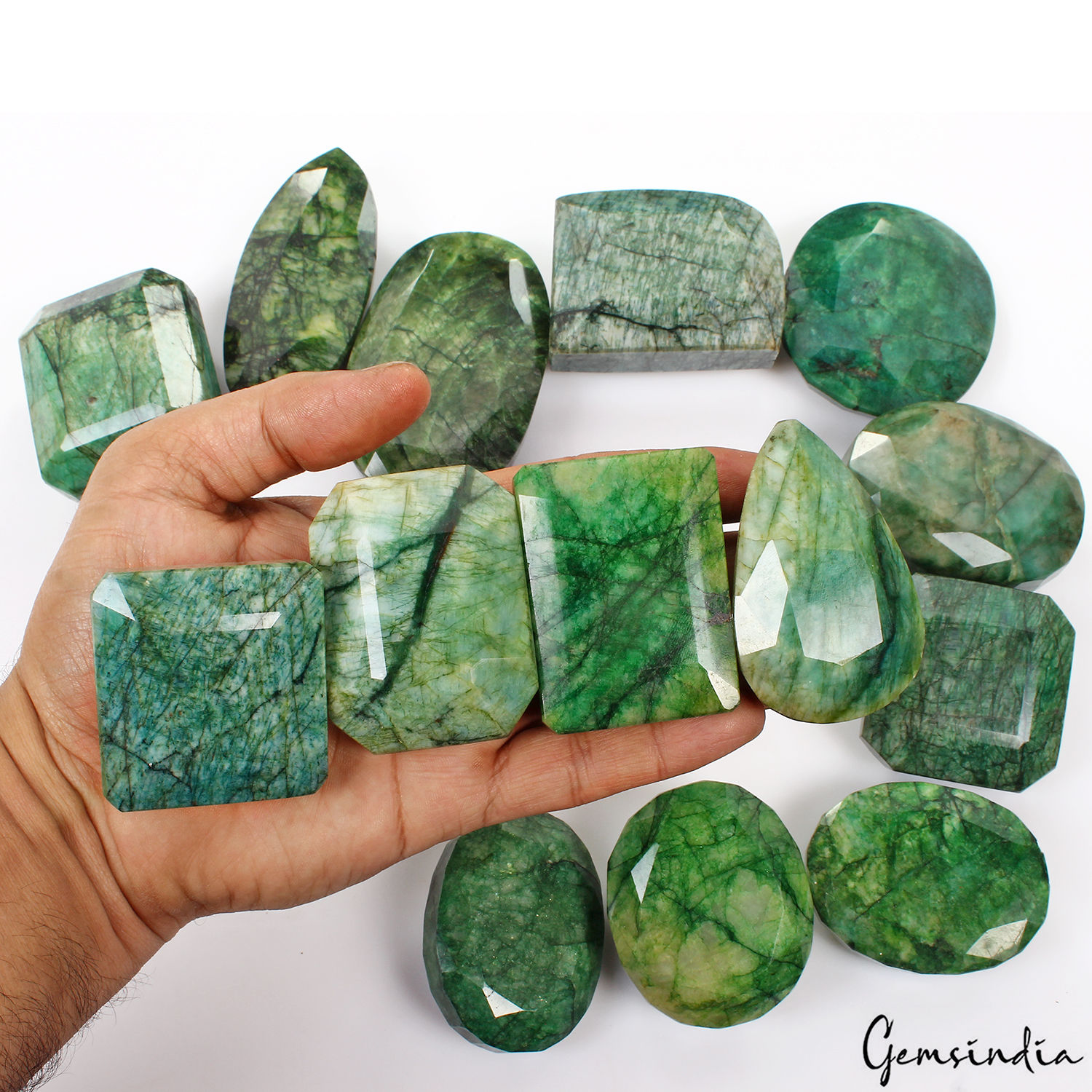 2 Kilo Natural Brazilian Green Emerald Earth Mined Loose Mix Cut Huge Gemstones