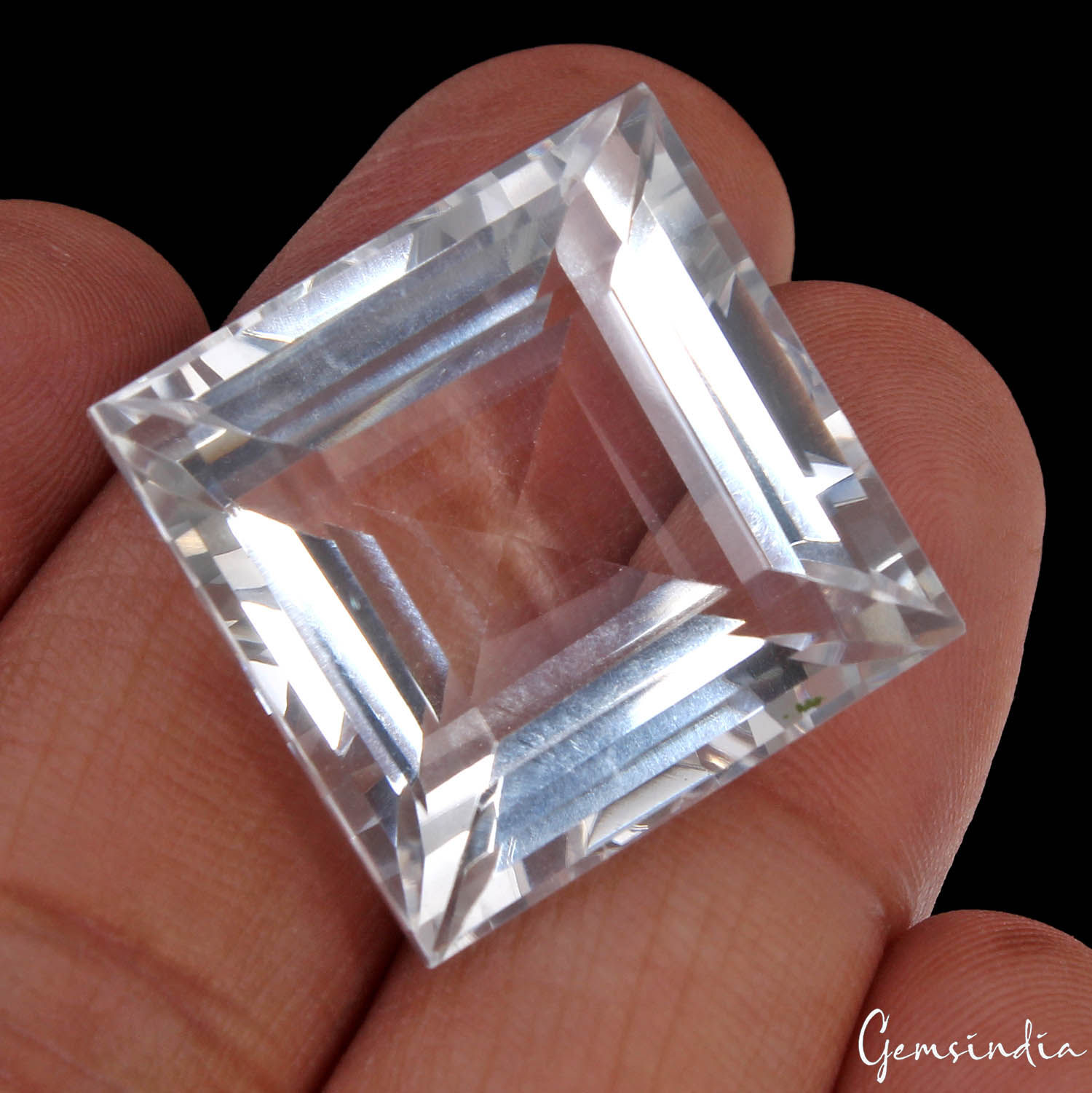 Certified 46.10 Cts Natural Untreated White Quartz Crystal Square Cut Rare Gem