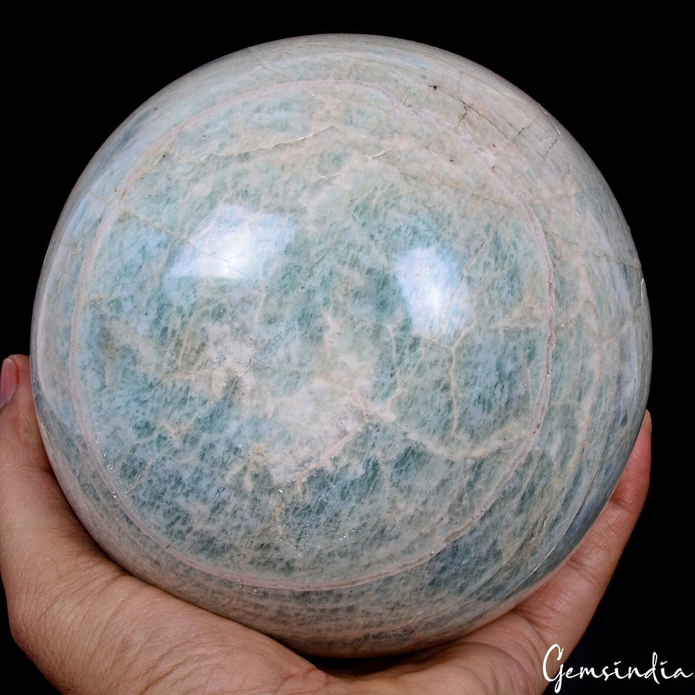 Miniatura: 5.5 Inch Blue Amazonite Sphere Sparkling Natural Mineral Crystal Healing Ball