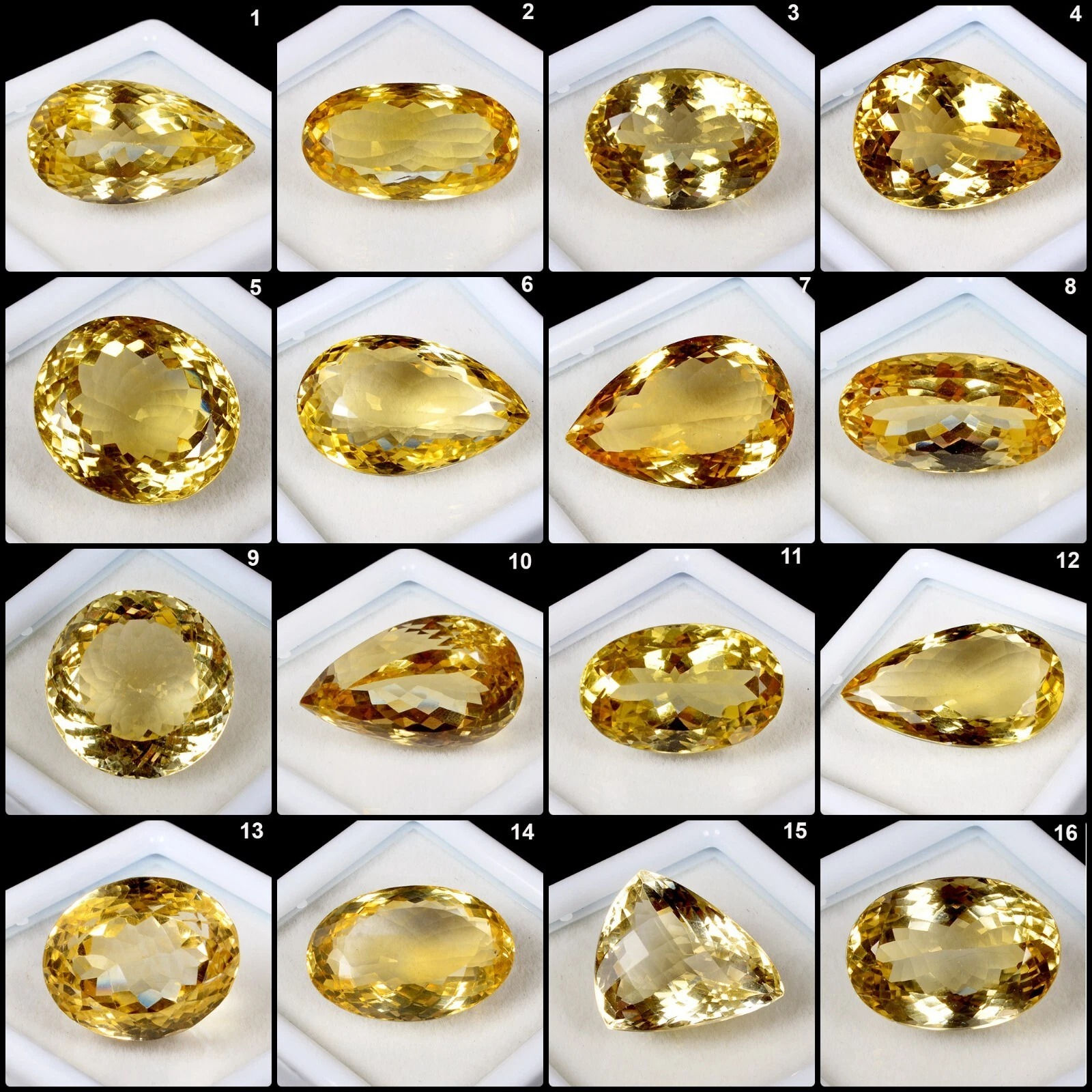 369.90 Ct/16 Pcs Natural Brazilian Golden Yellow Citrine Mixed Cut Rare Gems Lot