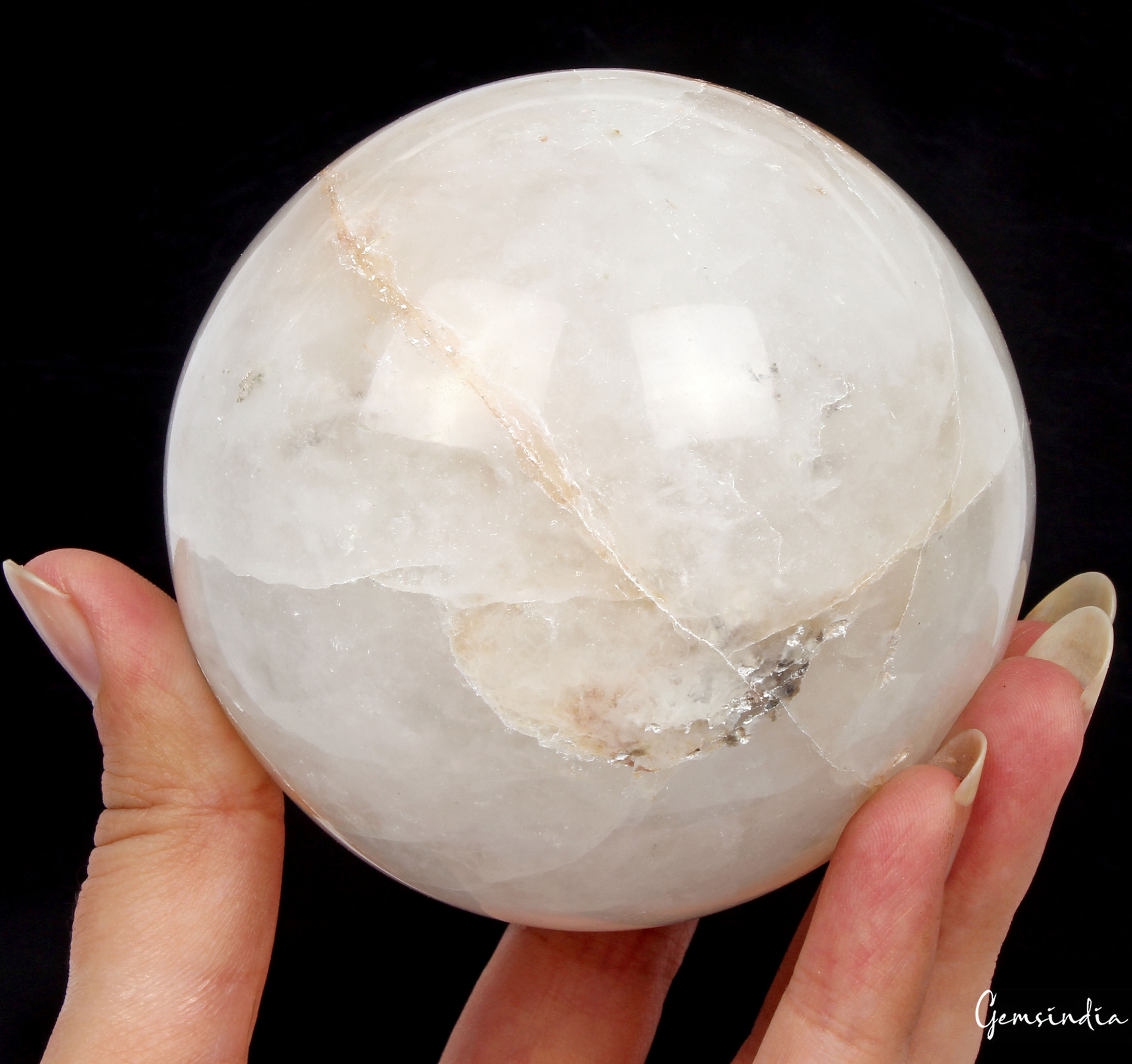 3570 Ct Natural White Quartz Gemstone 3.1" Sphere Crystal Mineral Healing Reiki