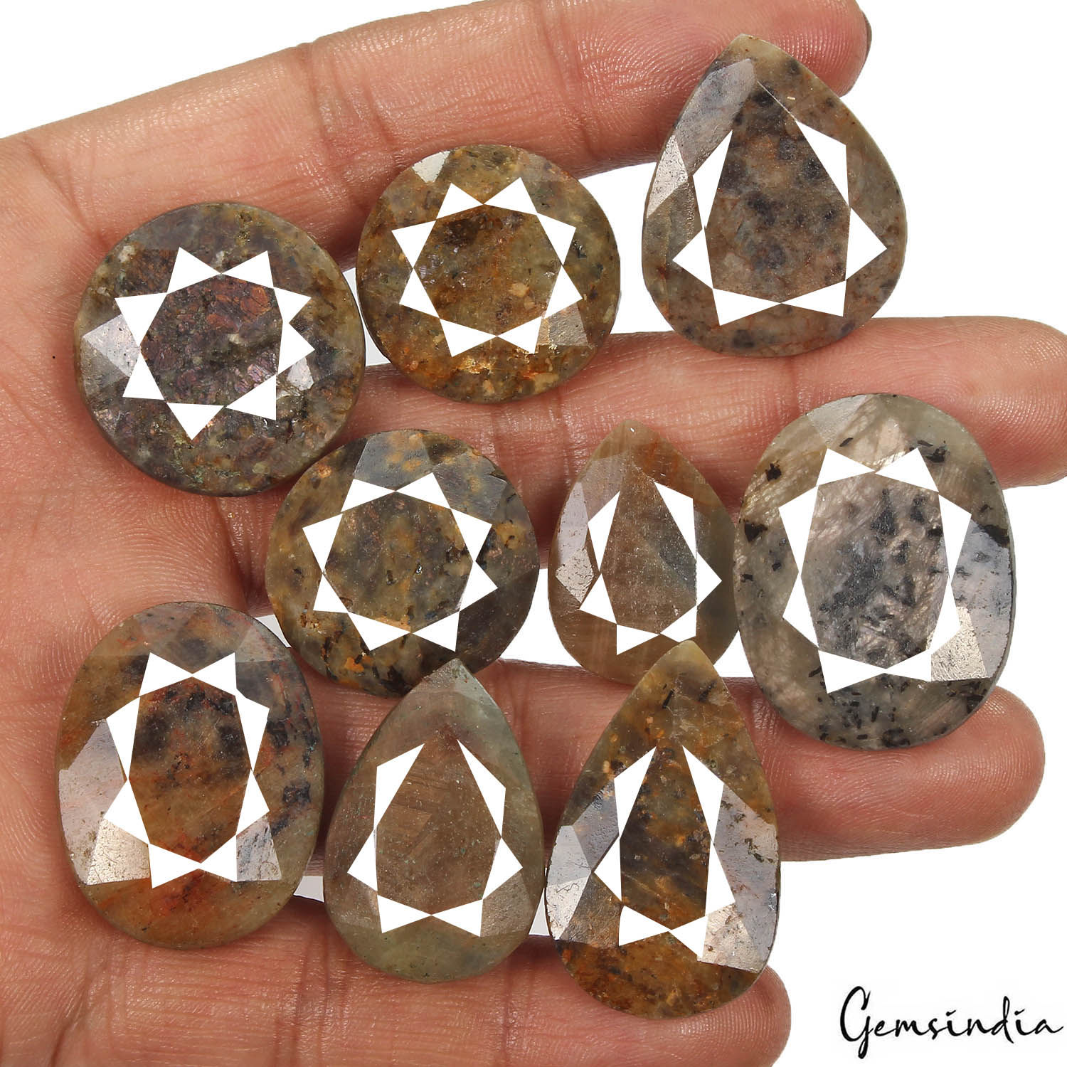 640 Cts/9 Pcs Natural Untreated Bi Color Sapphire Mixed Cut Loose Wholesale Gems