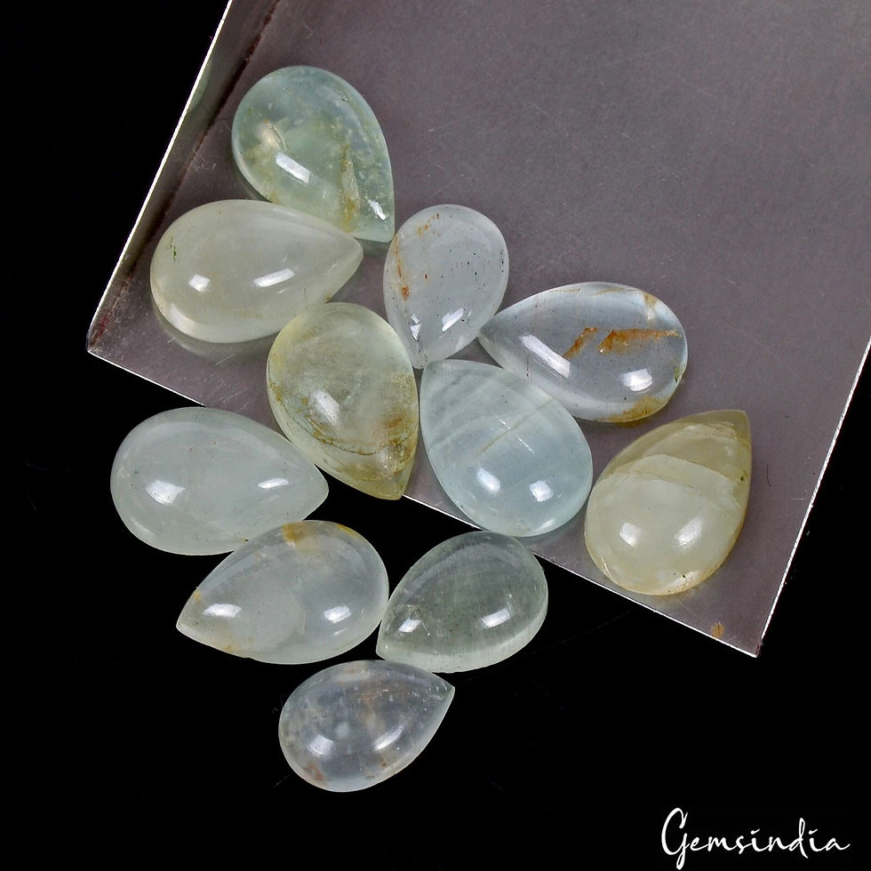 Miniatura: 31.60 Ct Natural Blue Green Aquamarine Pear Cab Loose Gem Lot 11 Pc For Jewelry