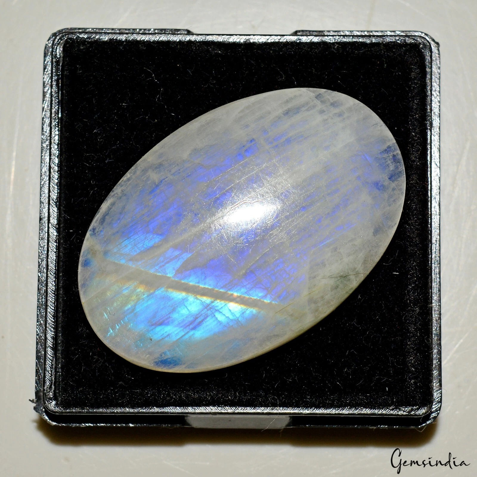 50.90 Ct Natural Untreated Blue Shine Moonstone Oval Cabochon Certified Gemstone