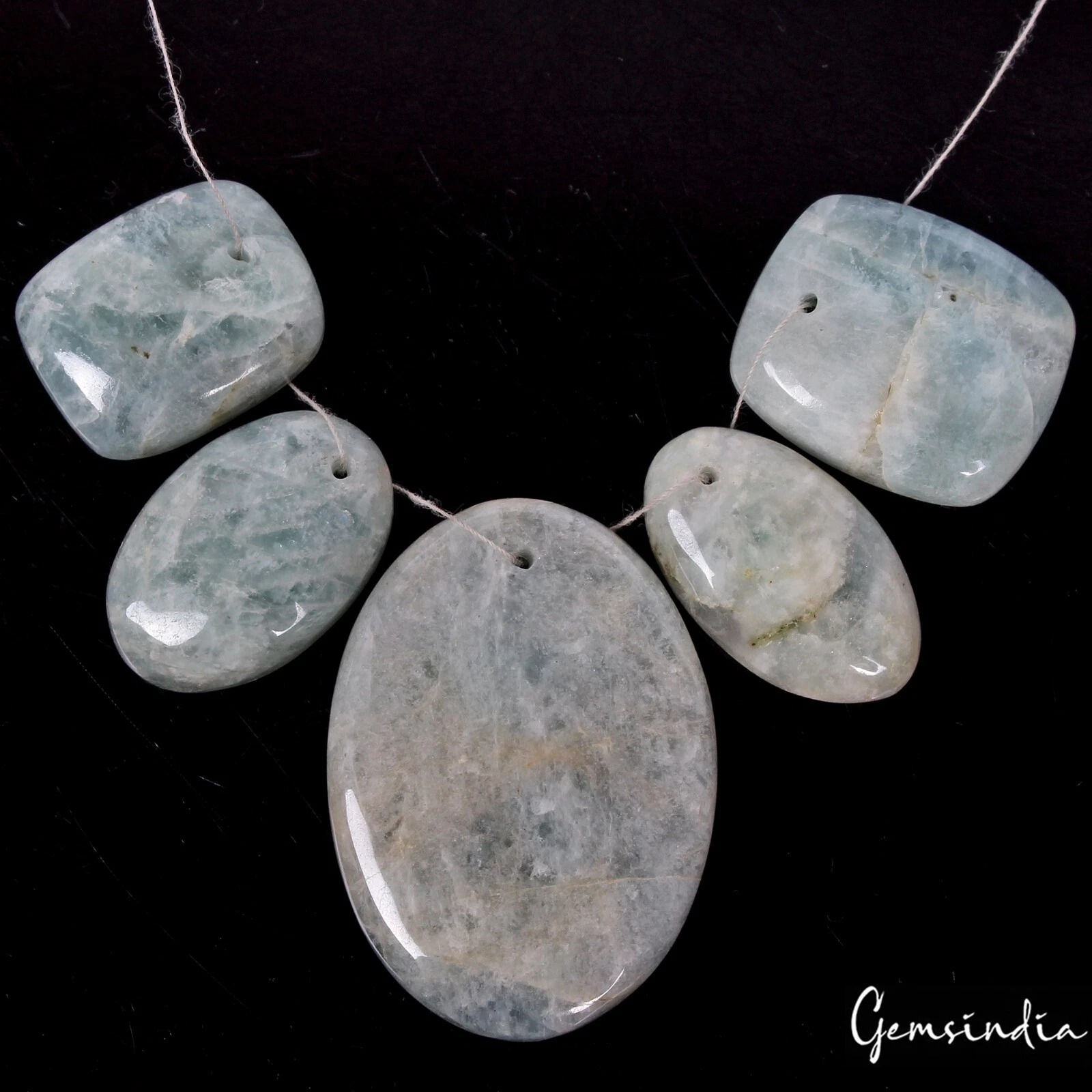 5 Pc Natural Blue Green Beryl Aquamarine Mix Shape Loose Drilled Bead/Briolettes