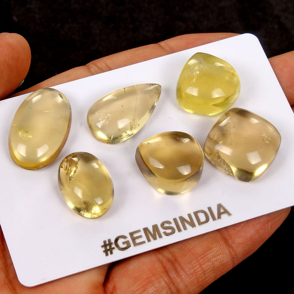 Miniatura: 6 Pc Natural Lemon Citrine Quartz Mix Cabochon Loose 17-24mm Gemstones ~135.20Ct