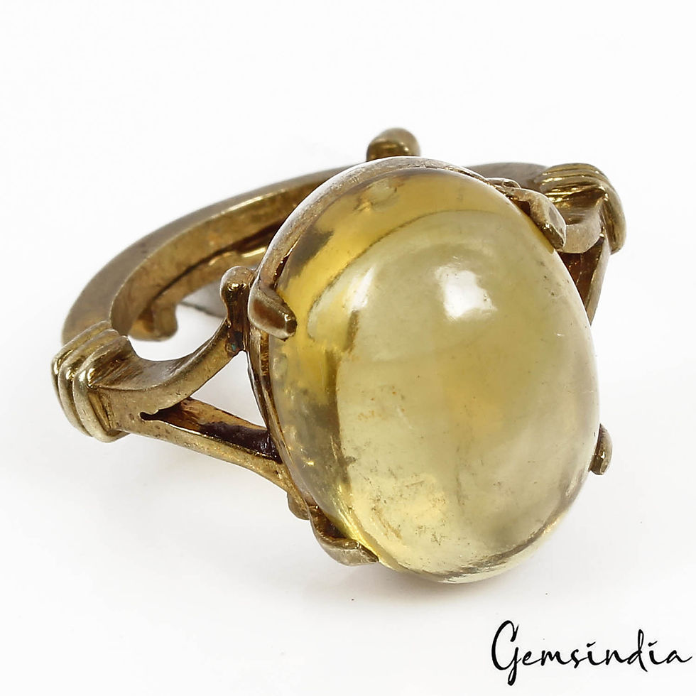 Thumbnail: 6.20 gm Natural Yellow Citrine Cab Gem Ashtadhatu Astrological Adjustable Ring