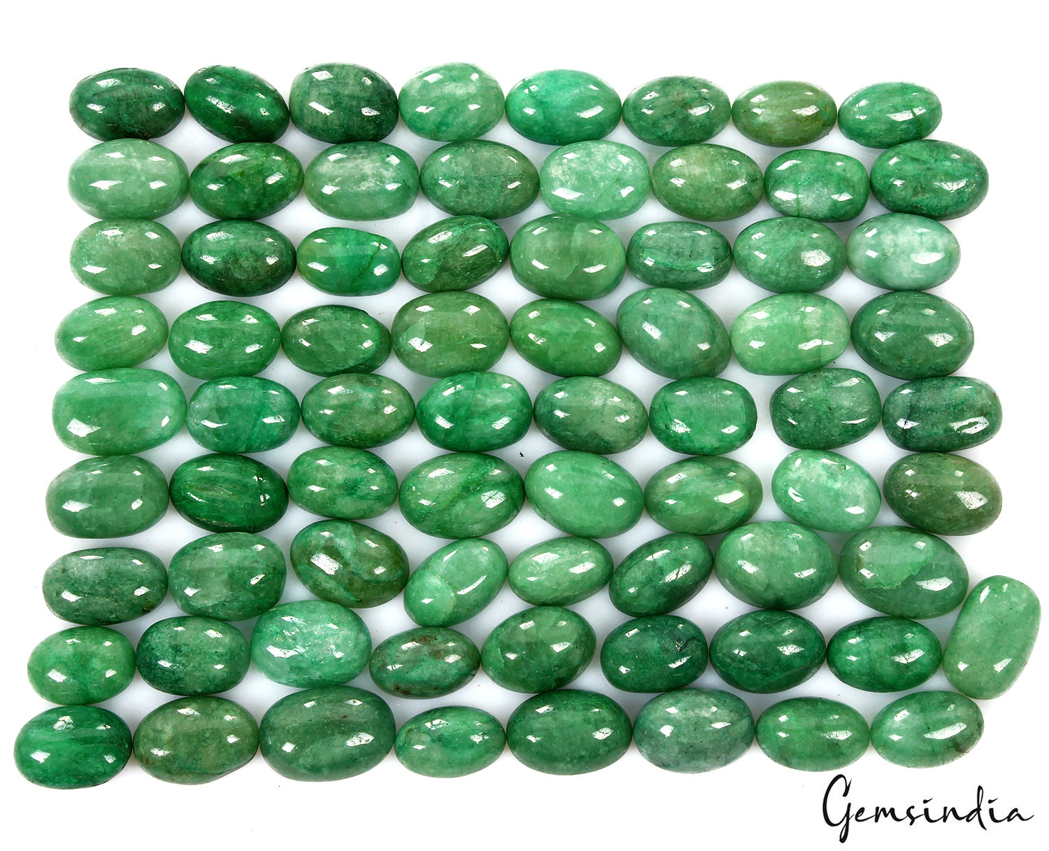 Natural 350 Ct Brazilian Green Emerald Oval Cabochon Loose Gemstone Lot 73 Pcs