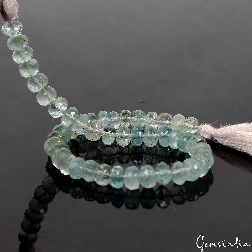Thumbnail: 55 Cts Natural Blue Untreated Aquamarine Gem 6mm Round Faceted Beads Strand~7.5"