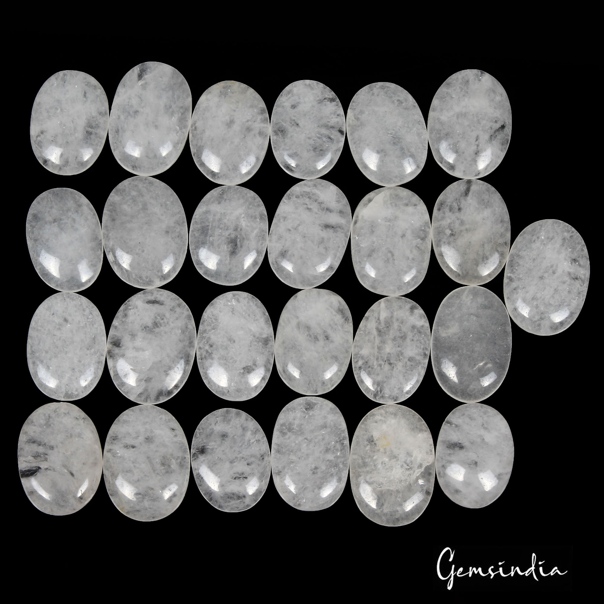 1200 Ct Natural Untreated Quartz Oval Cabochon Healing Crystal Gems Lot 25 Pcs