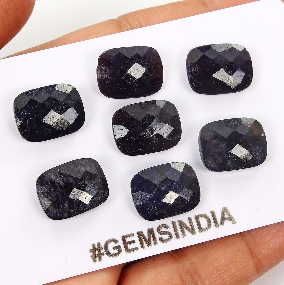 16x12mm Natural Blue Sapphire Cushion Checker Cut Loose Gemstones~82.20 Ct/7 Pcs