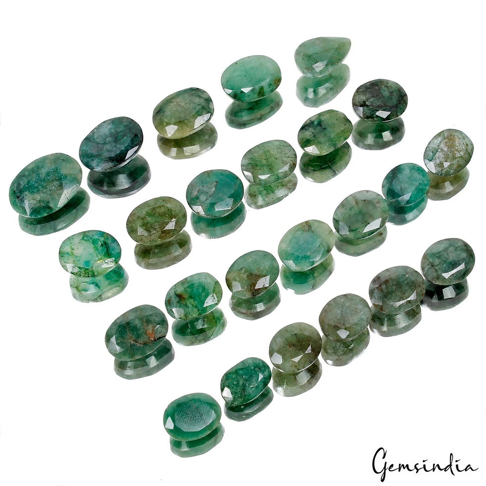 190.60 Cts/24 Pcs Natural Green Brazilian Emerald Mix Cut Loose Gems For Jewelry