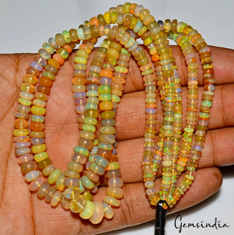 Thumbnail: Natural Ethiopian Welo Fire Opal Rondelle Beads 14"Each/3 Strand ~ 162.10 Ct