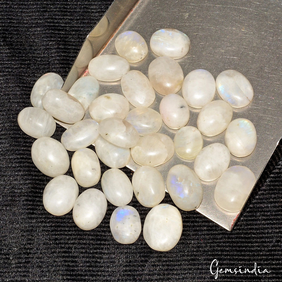 370 Ct/32 Pc Natural White Moonstone w/ Blue Shine Oval Cabochon Loose Gemstones