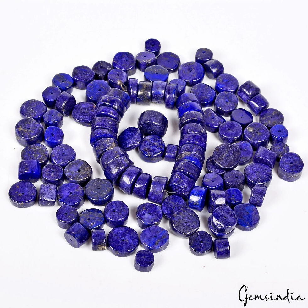 Thumbnail: 760 Cts/99 Pcs Natural Blue Lapis Lazuli Gems Tyre Shape Loose Drill Beads Lot