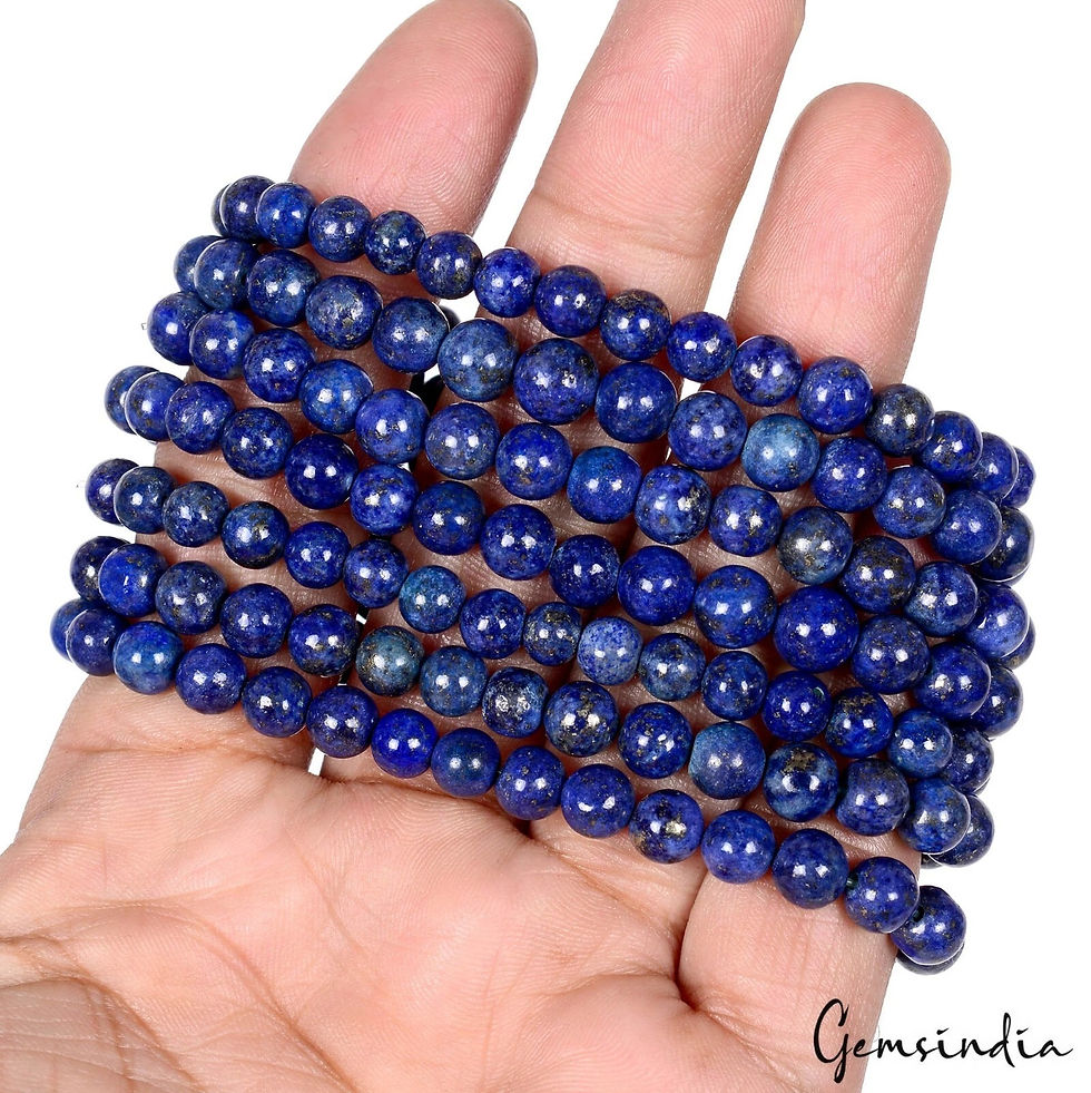 Miniatura: 420 Ct/7 Pcs Natural Blue Lapis Lazuli Gems Beaded Stretchable Handmade Bracelet