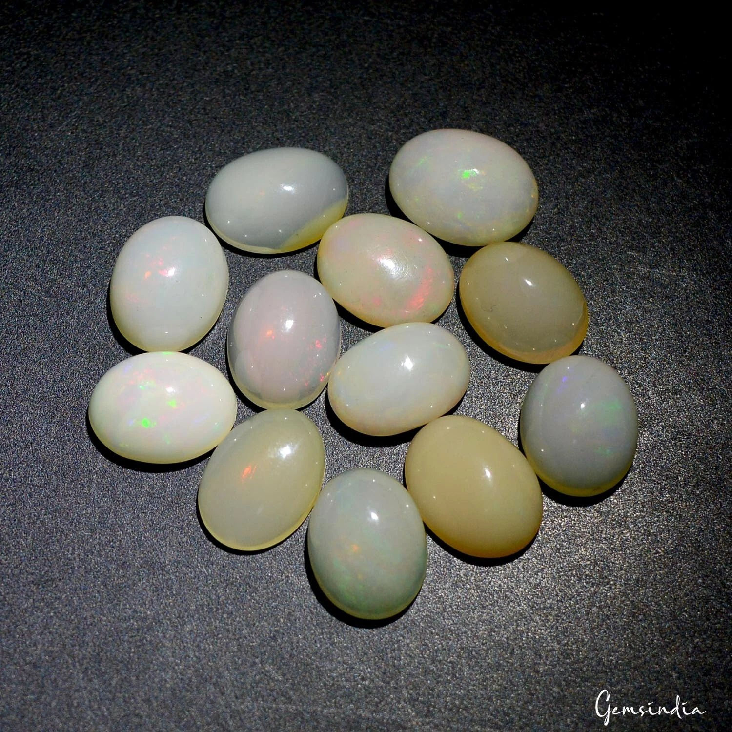 Certified 20.10 Cts/12 Pcs Natural Welo Fire Ethiopian Opal Oval Cab Loose Gems