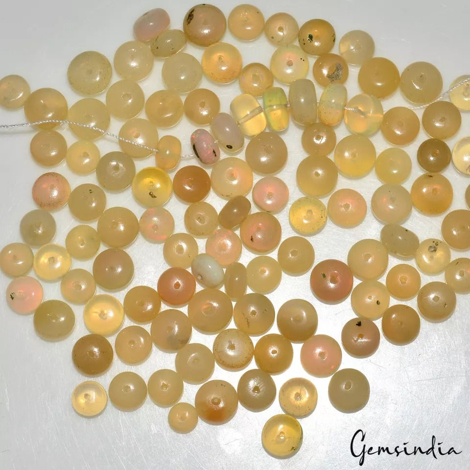 Thumbnail: 64.90 Ct/108 Pcs Natural Multi Shine Ethiopian Opal Loose Drill Bead Gem