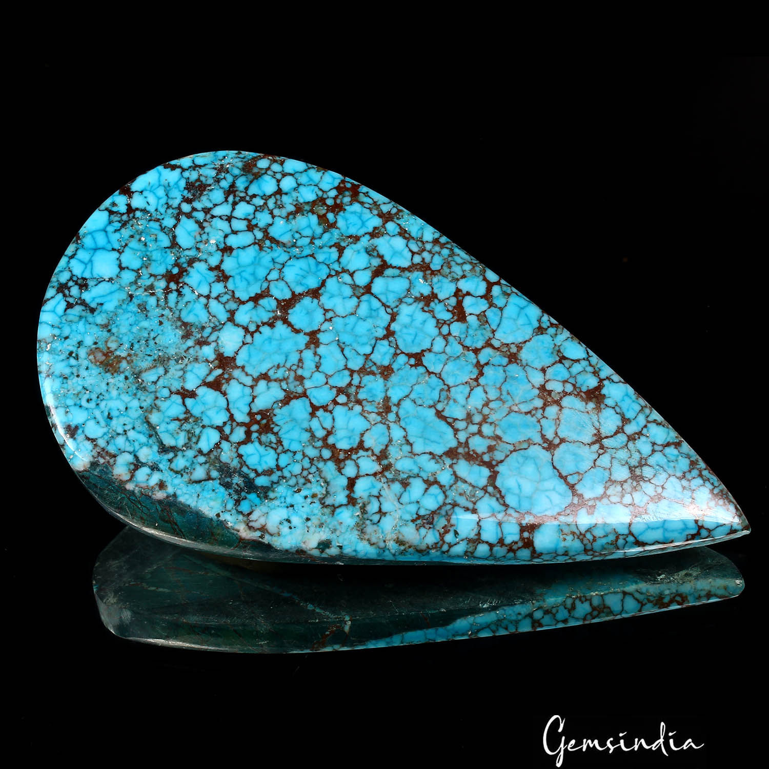 340 Ct Natural Blue Spiderweb USA Arizona Turquoise Pear Cab Loose Huge Size Gem
