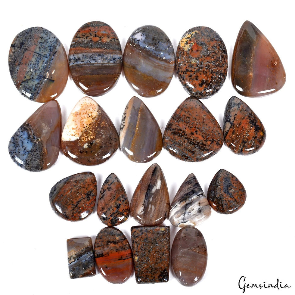 Миниатюра: 580 Ct Natural Untreated Brown Agate Mix Cab Loose Gems Lot 19 Pcs For Jewelry