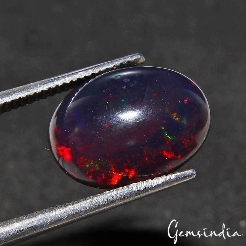 2.60Ct Oval Natural AAA Floral Flash Play Of Color Black Opal Certified Gemstone