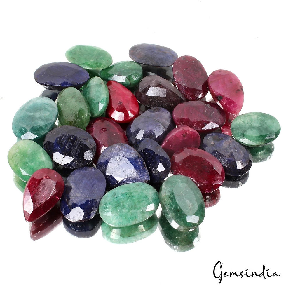 Miniatura: 750 Cts/26 Pcs Natural Multi Color Ruby Emerald Sapphire Mix Cut Wholesale Gems